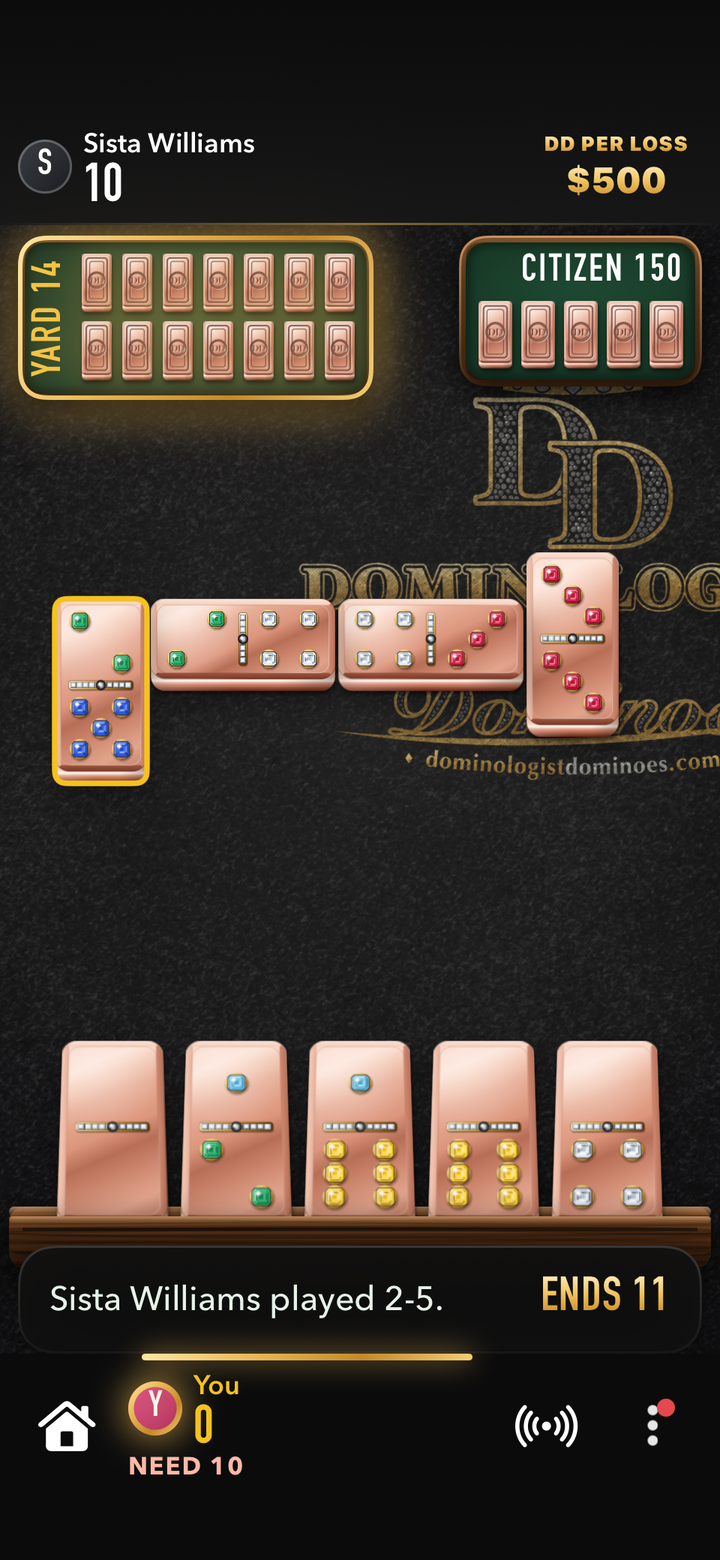 A Civilian table in the Dominologist Dominoes app on iPhone